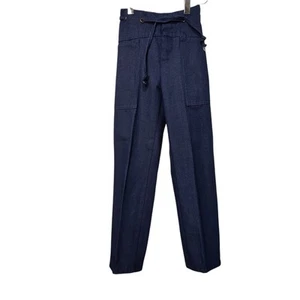 Vintage Girls 70s 80s Sz 7 Dark Wash Loose Fit Jeans Waist Tie Retro - Picture 1 of 8