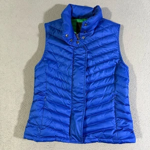 Talbots Quilted Puffer Vest Womens Size Petite Petite Blue Full Zip Snap Down - Picture 1 of 7