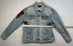 PACSUN Herren Floral Denim Jeansjacke Gr. L Langarm Button Down �� - Bild 1 von 11