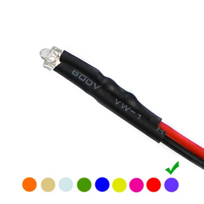 10 Stück Verkabelte pre Wired LED Dioden UV Purple Klare Linse 9V 1.8mm - Bild 1 von 3