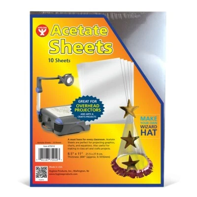 Hygloss Products Overhead Projector Sheets Transparency Plastic- A&C- 10 Sheets