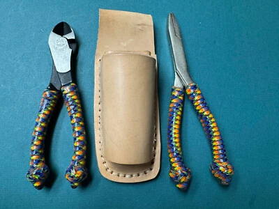 Cortador de 7" envuelto a medida, alicate de pico de pato de 8", soporte de cuero; alicate de pesca Foto 1 de 4