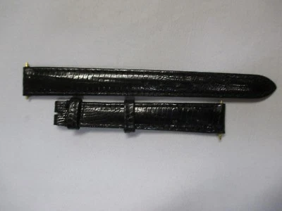 Juego de correas de reloj de cuero Longines de piel de lagarto negro Teju 12 mm x 10 mm + 2 pasadores Foto 1 de 4
