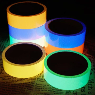 Glow In The Dark Sticky Tape Self Adhesive Luminous Saftey Film Sticker Roll DIY - Image 1 of 4