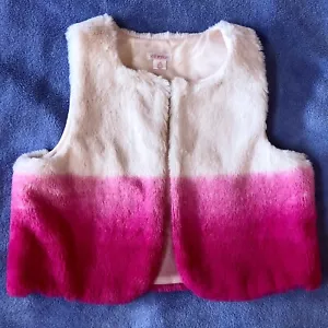 NWOT Xhilaration Girls Vest Faux Fur White Pink Size L 10/12 - Picture 1 of 4