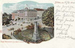 AK Zittau, Hotel Reichshof und Gedenksäule, 1900 Sachsen