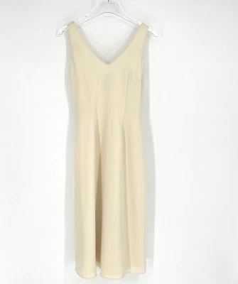 Vtg Nicole Miller Dress Womens 4 Cream Wedding Midi Elegant Classic Old Money - Image 1 of 4