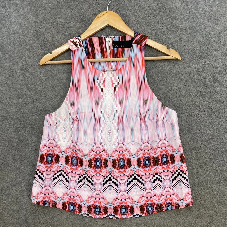 Camiseta sin mangas Wish para mujer talla 8 XS multicolor cuello redondo cremallera 50627 Foto 1 de 4