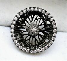 NWOT Russian Russia Black Sterling Silver 925 Clear Paste Stones Spider Web Ring