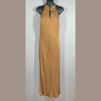 NEW Young Fabulous & Broke Dress Womens Large brown leopard satin maxi boho - Image 1 of 4