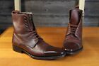 100% Authentic Men's GUCCI Brown Leather Ankle Lace Up Boots 101704 UK 6 EU 40 E
