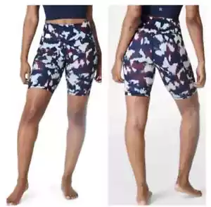 SWEATY BETTY Women Super Sculpt Bike Shorts 8" Size 12 Multicolor Gym 49-13 - Picture 1 of 11