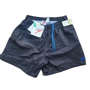 NEW - 90s Vintage Speedo Baggie Shorts Nylon Lined Swimsuit Size L Color Black - Picture 1 of 9
