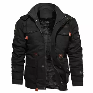 Giacca uomo invernale foderata in pile calda casual tattica cappotto con cappuccio outwear - Foto 1 di 15