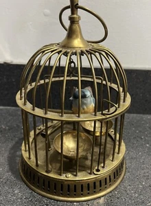VTG Solid Brass Bird Cage Hanging Swing, Resting Bar & Food Bowls- FREE BIRD! - Picture 1 of 24