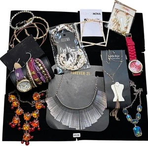 Mixed Jewelry Lot Featuring Necklaces Bracelets Watches & Earrings From Brands L - Picture 1 of 18