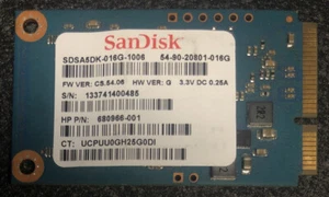 Sandisk SSD mSATA 16GB SATA3 SDSA5DK-016G-1006 SMART Tested "Good"!! - Picture 1 of 2
