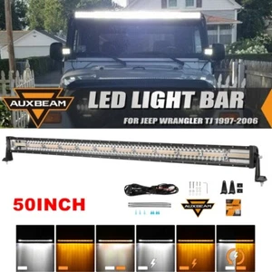 Auxbeam LED Work Light Bar White/Amber 6Modes Driving Fog For JEEP Wrangler TJ - Bild 1 von 12