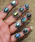 Labradorite Gemstone 5pcs Rings Lot 925 Silver Plated Jewelry Fr-2235