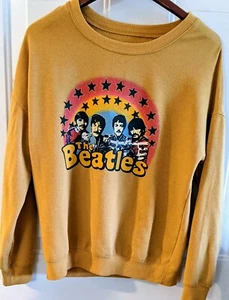Beatles Unisex sweater / Top  Mustard Yellow,  Soft, Pre OwnGd Cond. Sze s - Picture 1 of 11