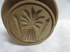 AAFA  Antique Wooden Butter Press Mold with WHEAT Imprint, 4.25" T x 4" W