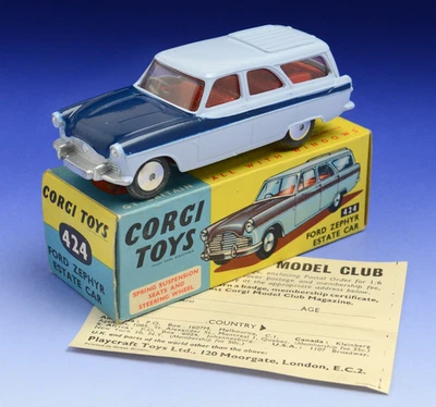 Corgi Toys FORD ZEPHYR ESTATE CAR Nr.424 1962 SPUN RIMS Near Mint OVP - Bild 1 von 4