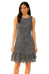 Altar’d State Gray Floral Lace Dress Women’s Medium Sleeveless Ruffle Hem Lined - Picture 1 of 13