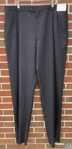 PANTALONE ABITO UOMO JOSEPH & FEISS 100% LANA NERO PLISSETTATO 43 senza orlo nuovo con etichette - Foto 1 di 6