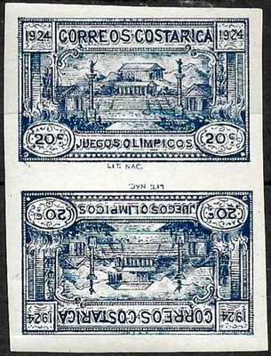 Sello Costa Rica 1924 SC# B4 20c dk bl ' Juegos Atléticos, San José, Tete-Beche Foto 1 de 3