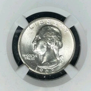 1963-D WASHINGTON SILVER QUARTER~ NGC MS 65 ~BEAUTIFUL COIN~ - Picture 1 of 4