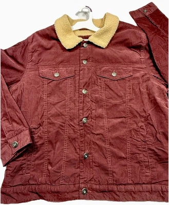 Goodfellow & Co Men's XL Corduroy Sherpa Lined Burgundy Button-up Jacket NWT - Image 1 of 4