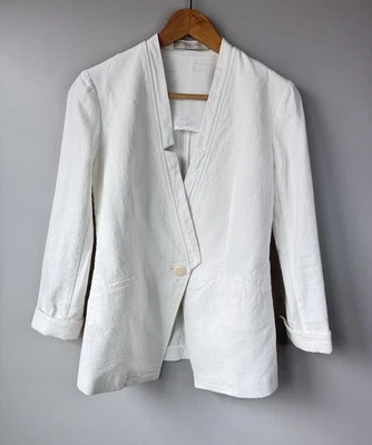 Chaqueta Blazer 7115 by SZEKI Talla XS Lino Algodón Deconstruido Blanco Foto 1 de 4
