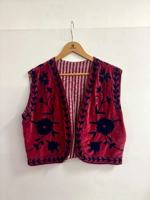 Abrigo Cintura Bordado, Chaqueta Corta, Abrigo Chaleco Terciopelo, Regalo para ella, Suzani Foto 1 de 4