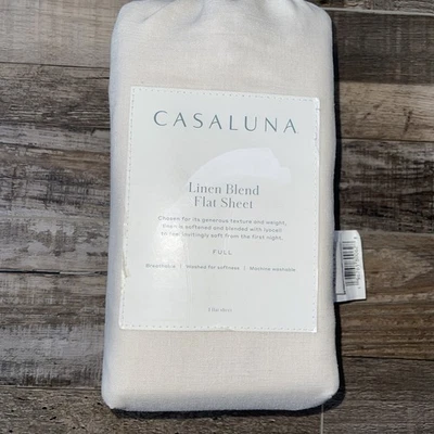 Casaluna Full Size Linen Blend Flat Sheet - Natural ( Snowfall White ) NWT Nice! - Image 1 of 4
