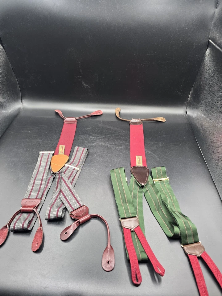 批量 2 件 特拉法加吊带 皮革丝带 可调弹力 Y 背扣 — 第 1/4 张图片