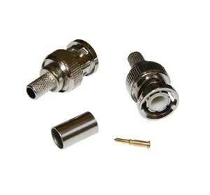 3 PIECE BNC MALE PLUG CRIMP CONNECTORS RG59 FOR CCTV CAMERA COAXIAL CABLE - Picture 1 of 2