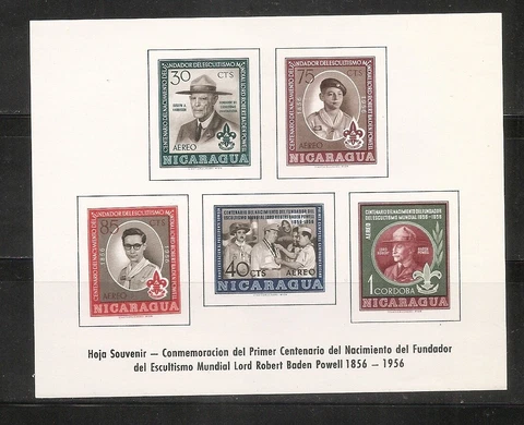Nicaragua SC # C386a Robert Baden Powell, Birth Centenary.  Souvenir S. Hinged Cover