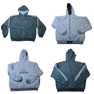 De Colección Años 90 Y2k Adidas Sudadera Reversible Forrada Verde Gris Chaqueta Pesada 2XL - Imagen 1 de 18