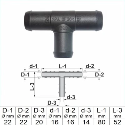 GABEX-SHOP.DE 1 2 3 5 oder 10 Stck T-Schlauchverbinder 22 mm 20 mm 22 mm RGV T Stück reduziert