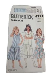 Butterick 4771 Mädchen Drop Taille Kleid Größe 7-10 neuer Umschlag Schäden - Bild 1 von 4