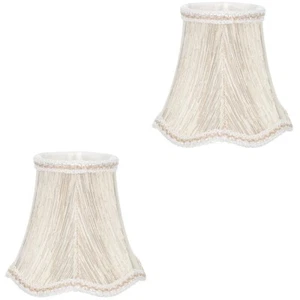 2 Pack Wavy Fabric Lampshade Linen Lampshades for Table Pleated Small - Picture 1 of 12