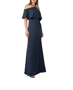 Aidan Mattox Women's Cold Shoulder Gown Blue Size 14 B4HP - Picture 1 of 3