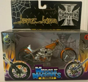 WEST COAST CHOPPERS JESSE JAMES EL DIABLO II 1/18 1:18 BIKE ORANGE & CHROME - Picture 1 of 5