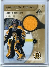  2005-06 SP Game Used Authentic Fabrics Gold #AF-AR Andrew Raycroft 5/100