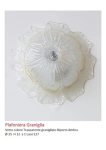 DECKENLEUCHTE MIT 1 LICHT AUS GLAS TRANSPARENT GESTRAHLT 35x12 - Bild 1 von 1