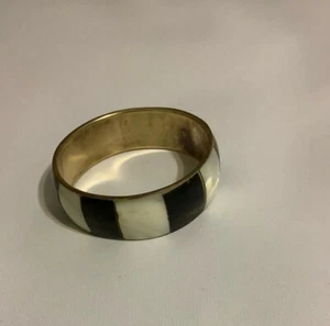 Vintage Bangle Bracelet Quartz and Copper  Black and White 2," - Picture 1 of 5