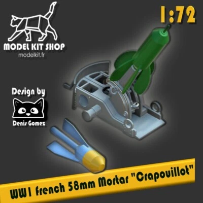 1:72 - WW1 Mortier de tranchée de 58mm n°2 dit le "Crapouillot" by modelkit.fr