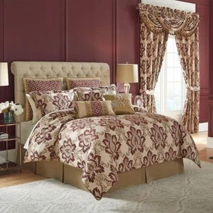 Croscill Esmeralda Bordeaux California King Comforter Set 2 Shams Bed Skirt New - Picture 1 of 5