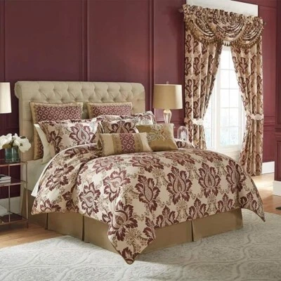 Croscill Esmeralda Burdeos California King Conjunto Edredón 2 Fundas Falda Cama Nuevo Foto 1 de 4