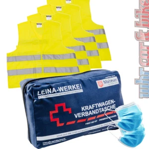 Auto Verbandskasten Norm 2025 Leina KFZ Verbandtasche MHD 12/2029 + 4x Warnweste - Bild 1 von 1